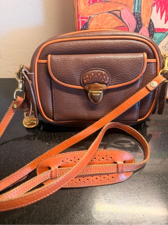 Dooney & Bourke Handbags - Brown & Tan Leather Crossbody Camera Bag